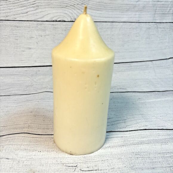 Vintage Christmas Pillar Candle 6.5" Inset Painted Lantern Holly Greenery - Picture 3 of 4